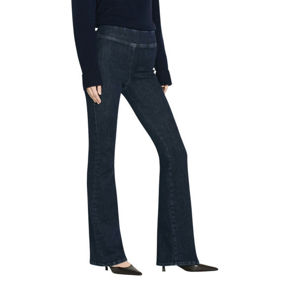 Frame Denim Denim - Frame Jet Set Flare Jeans Dark Wash Pull On Organic Cotton Blend Minimalist 26 2